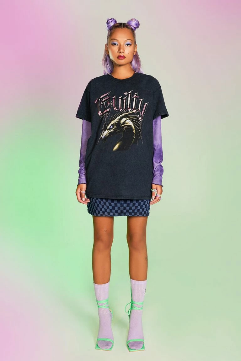 new girl order New Girl Order Tops GUILTY OVERSIZED ACID WASH TEE