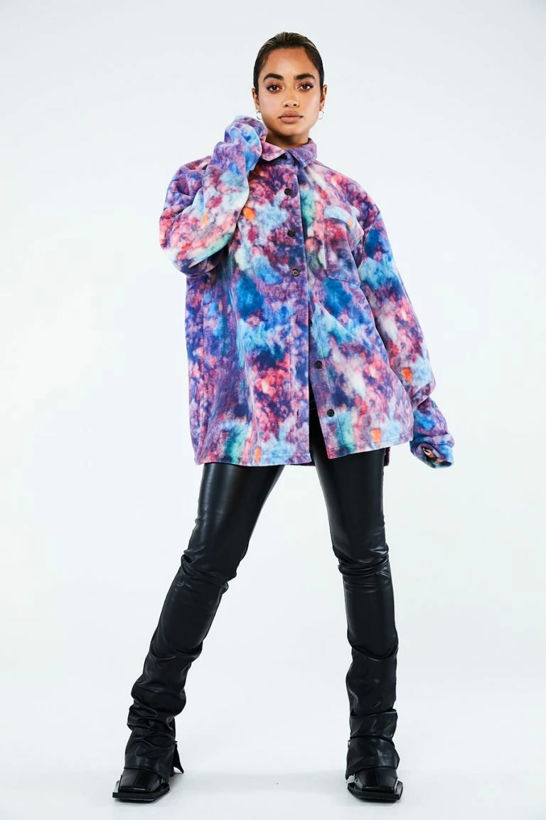 New Girl Order New Girl Order Tops MARBLE FLEECE SHIRT