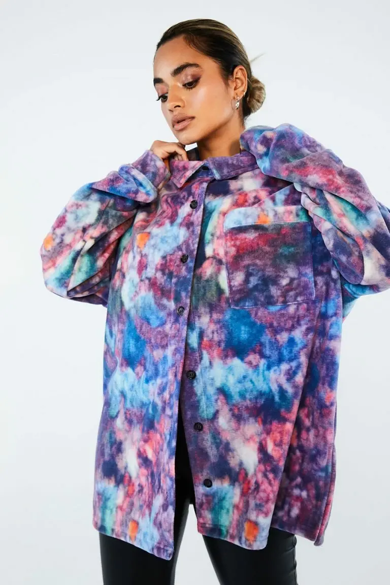 New Girl Order New Girl Order Tops MARBLE FLEECE SHIRT