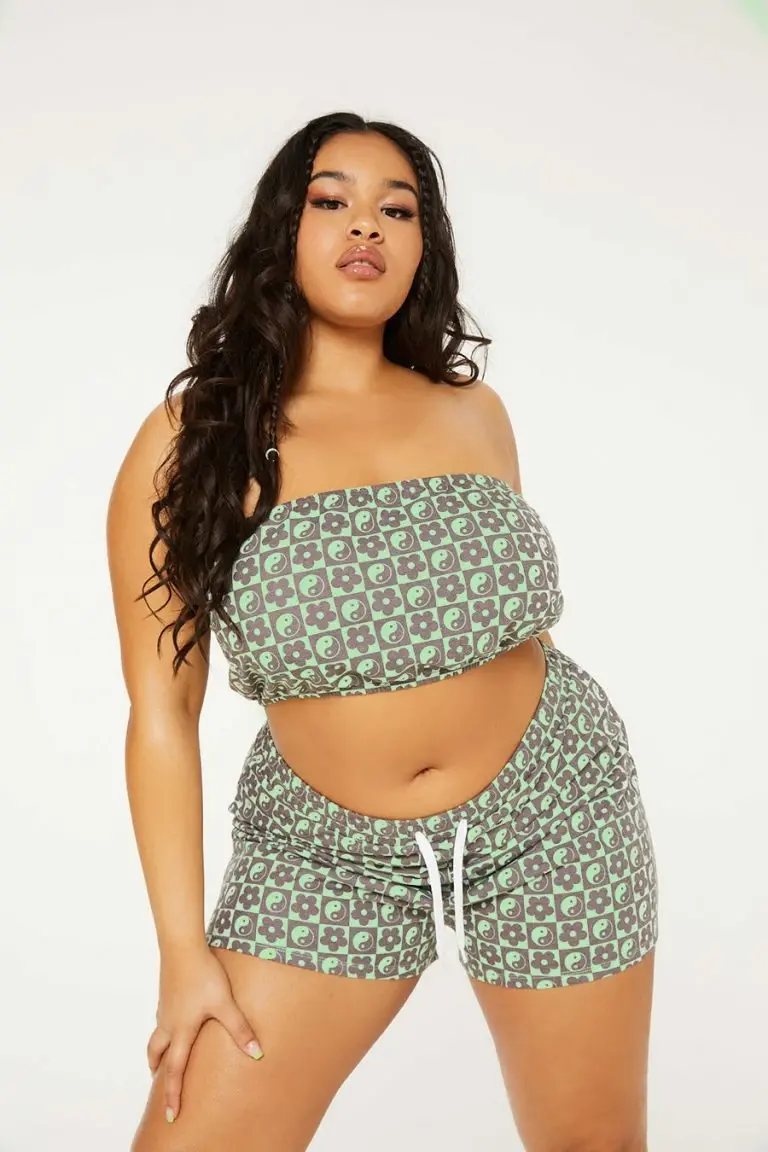 New Girl Order New Girl Order Tops MONOGRAM SHORTS CURVE