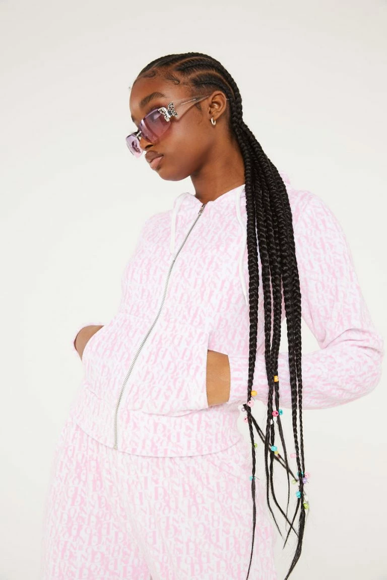 New Girl Order New Girl Order Tops MONOGRAM VELOUR HOODIE