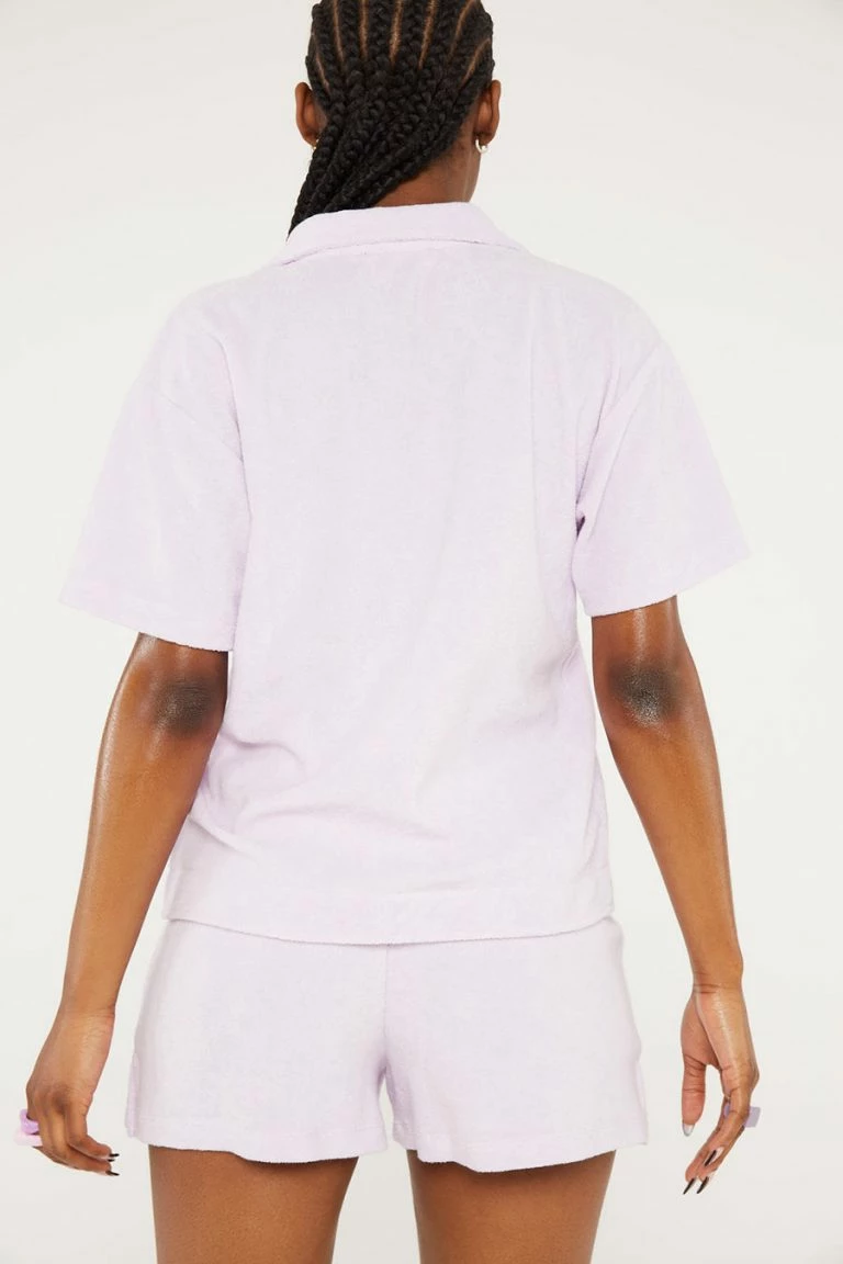 New Girl Order New Girl Order Tops NGO FLOWER LOGO TERRY SHIRT LILAC