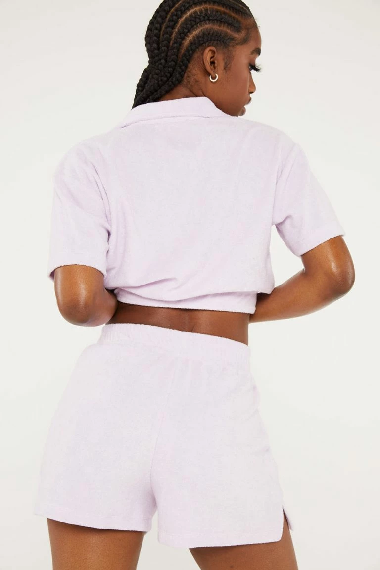 New Girl Order New Girl Order Tops NGO FLOWER LOGO TERRY SHORTS LILAC