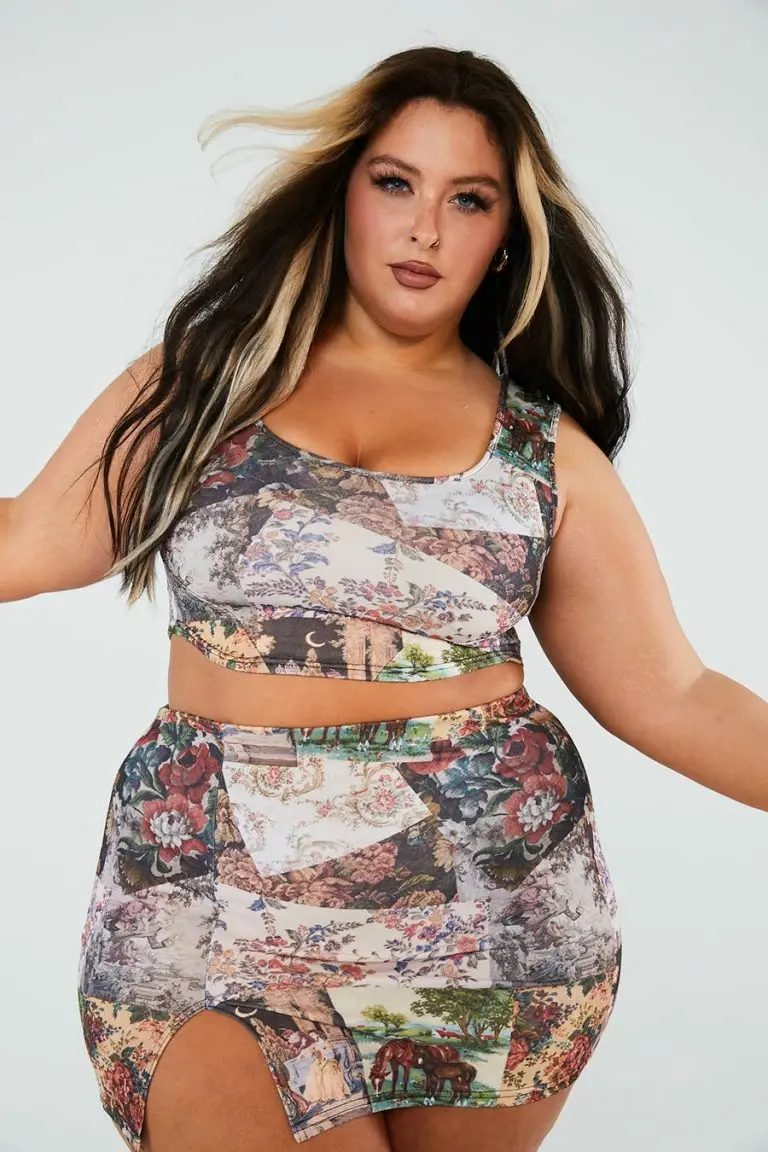 New Girl Order New Girl Order Tops PATCHWORK SIDE SPLIT MINI SKIRT CURVE