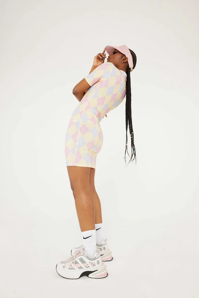 New Girl Order New Girl Order Tops PINK ARGYLE COLLAR DRESS