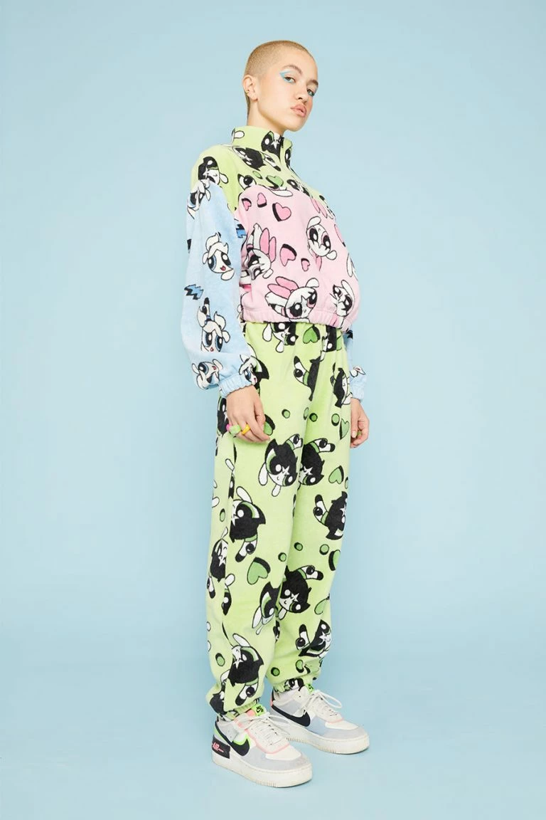 New Girl Order New Girl Order Tops POWERPUFF GIRLS BUTTERCUP FLEECE JOGGER