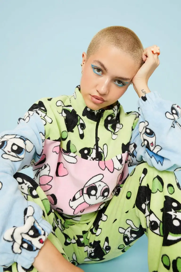 New Girl Order New Girl Order Tops POWERPUFF GIRLS BUTTERCUP FLEECE JOGGER