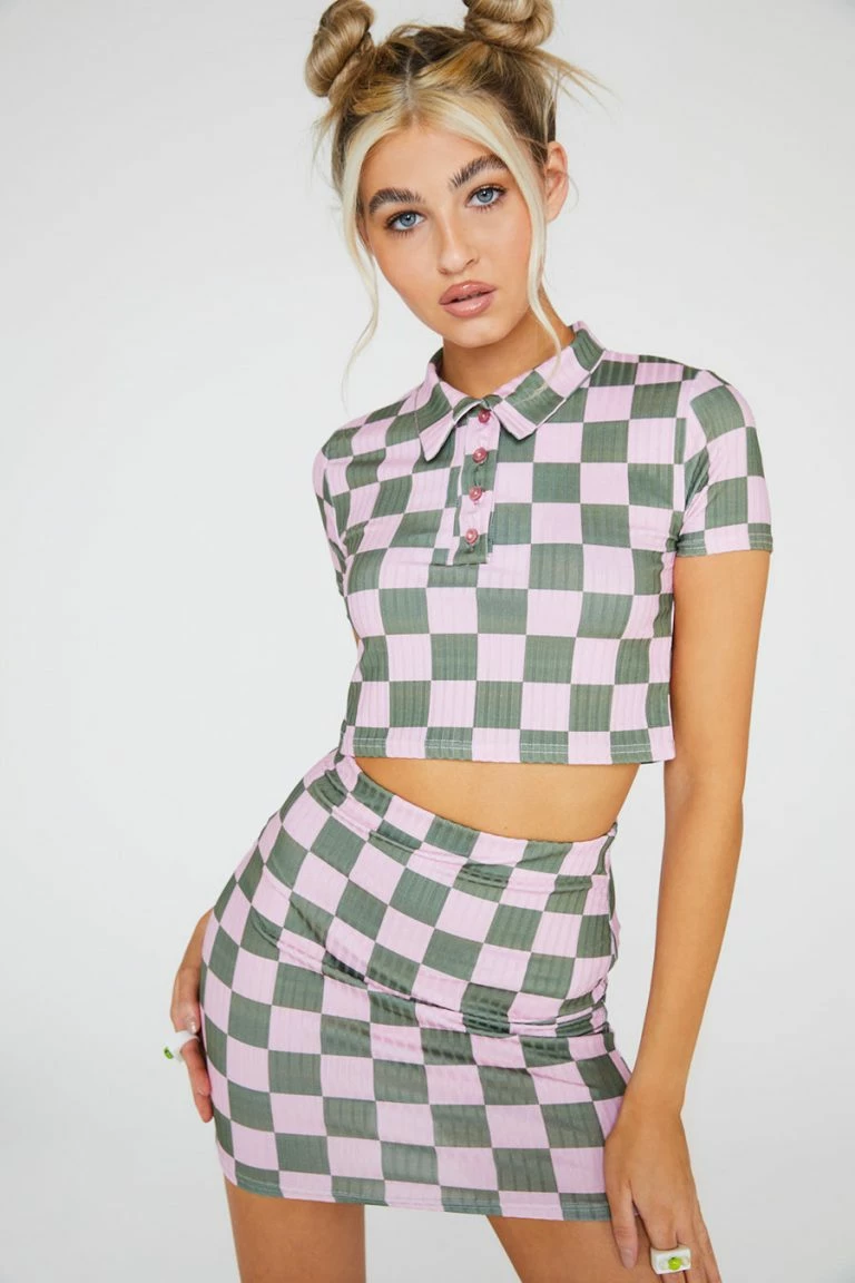 new girl order New Girl Order Tops RIB CHECKERBOARD MINI SKIRT