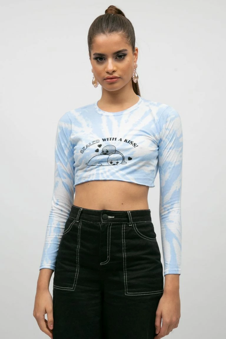 new girl order New Girl Order Tops Sealed With A Kiss Long Sleeve Super Crop Top