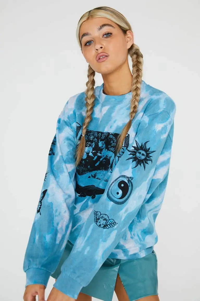 New Girl Order New Girl Order Tops TIE DYE ETCHED GRAPHIC SWEAT