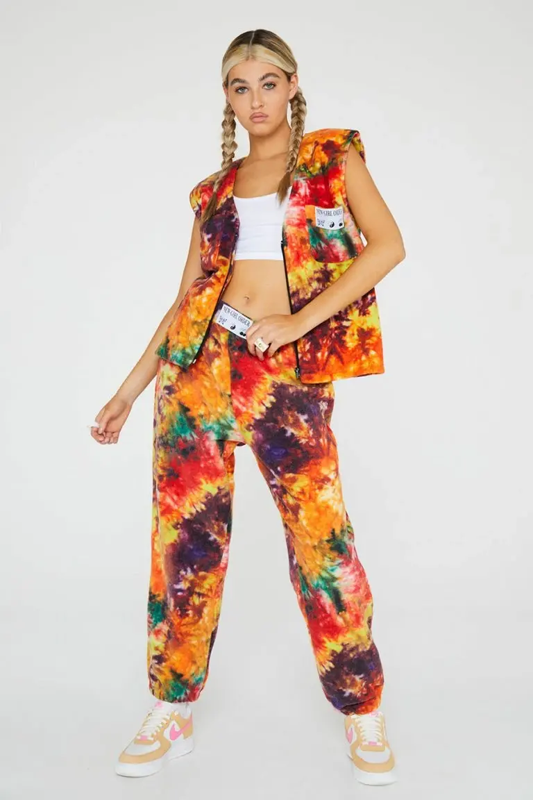 New Girl Order New Girl Order Tops Tie Dye Fleece Sleeveless Jacket