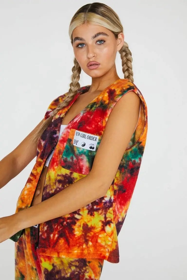 New Girl Order New Girl Order Tops Tie Dye Fleece Sleeveless Jacket