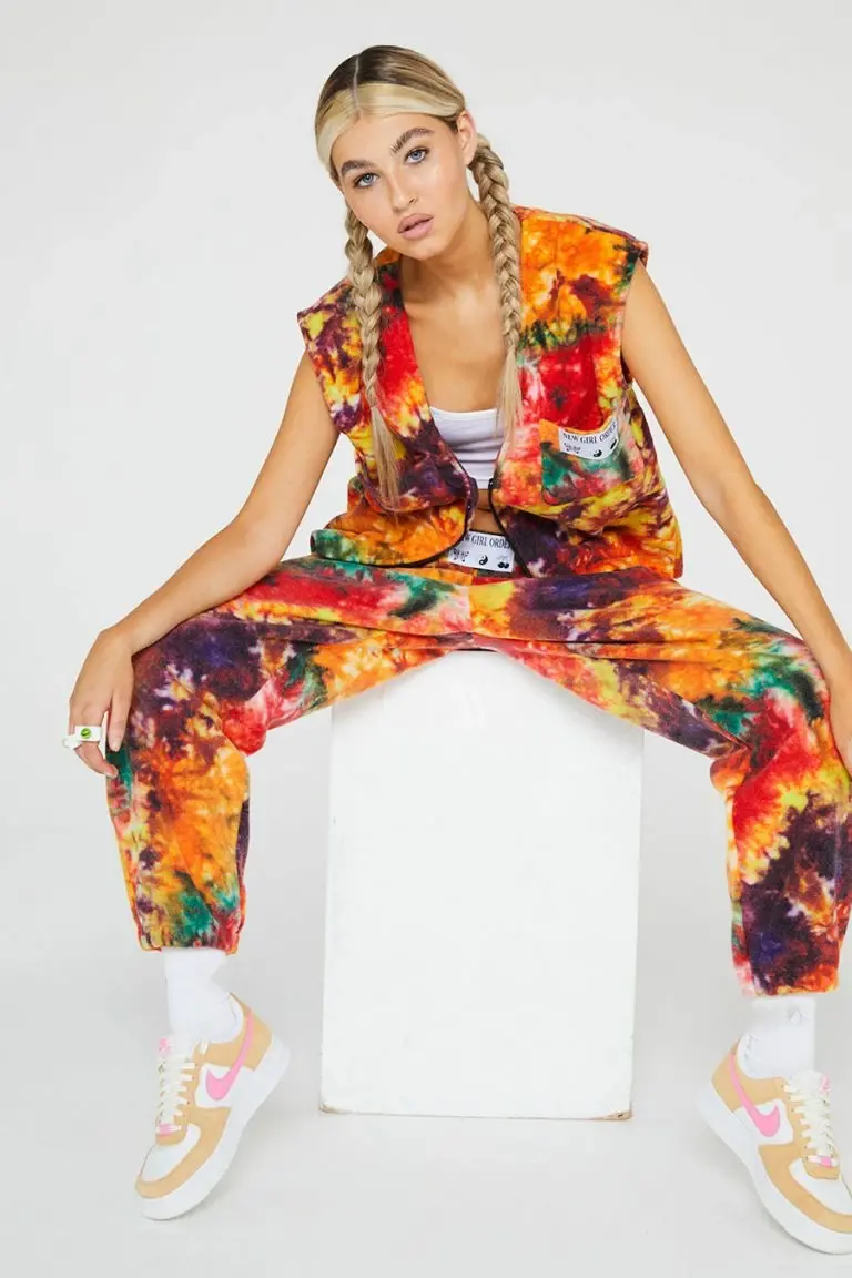 new girl order New Girl Order Tops Tie Dye Fleece Sleeveless Jacket