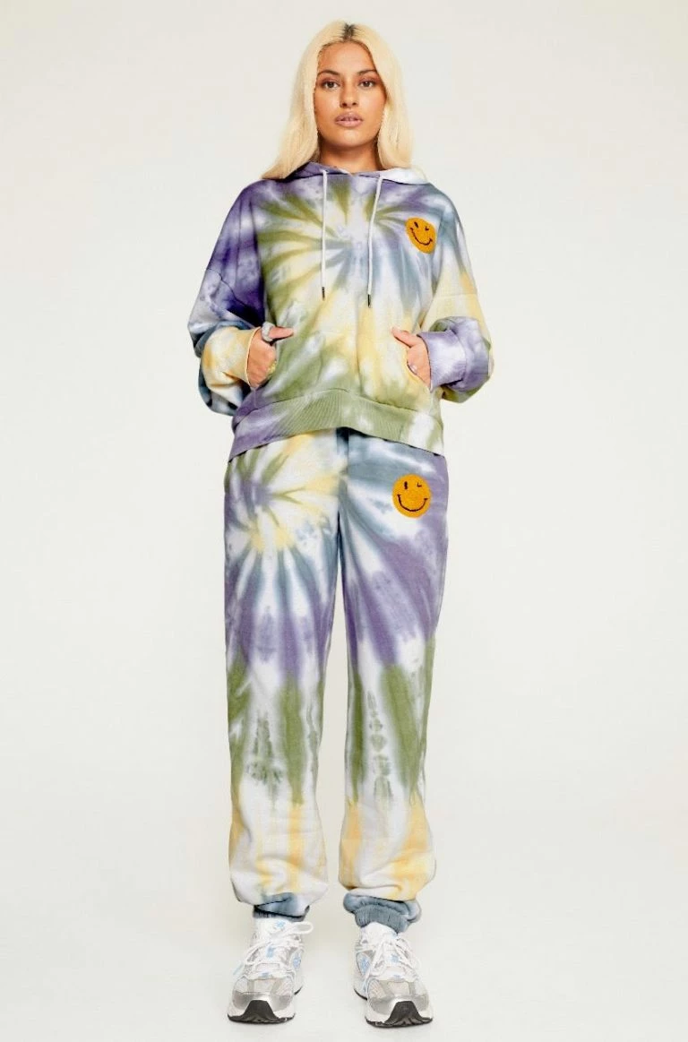 new girl order New Girl Order Tops TIE DYE HOODIE WITH CROCHET APPLIQUÉ