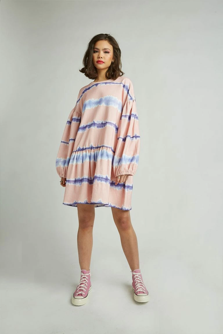 New Girl Order New Girl Order Tops Tie Dye Striped Sweatshirt Dress