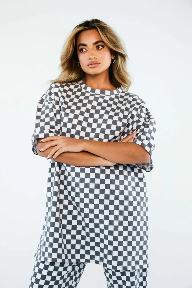 New Girl Order New Girl Order Tops WHITE CHECKERBOARD TEE