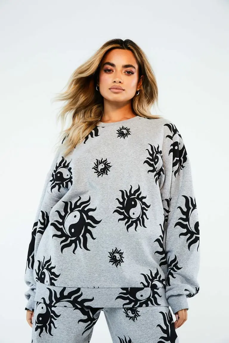 New Girl Order New Girl Order Tops Yin Yang Grey Marl Sweatshirt