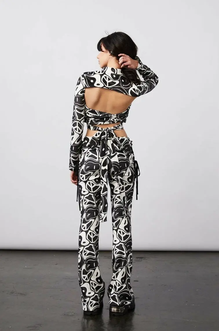 New Girl Order New Girl Order Tops YIN YANG VELOUR OPEN BACK TOP