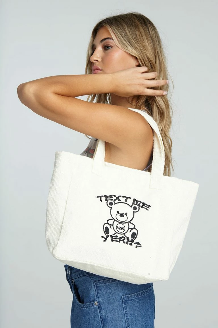 new girl order New Girl Order TOWELLING BAG WITH TEDDY EMBROIDERY