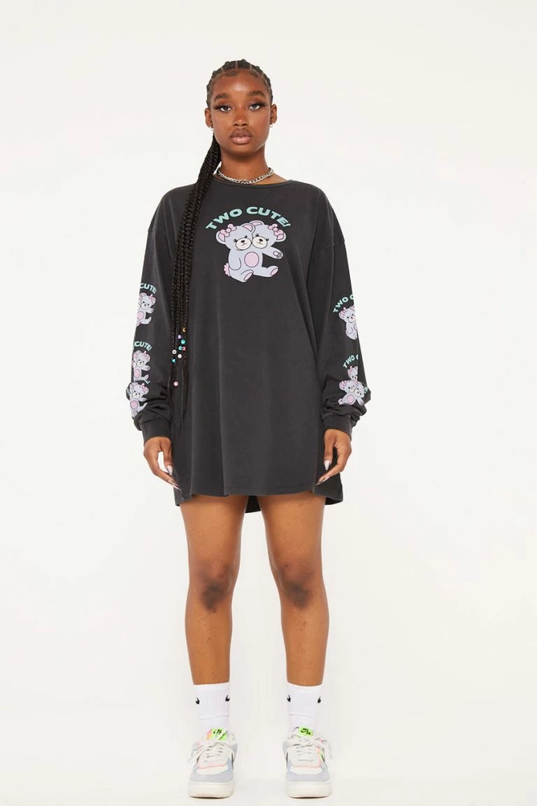 New Girl Order New Girl Order TWO CUTE BEARS LONG SLEEVE TEE