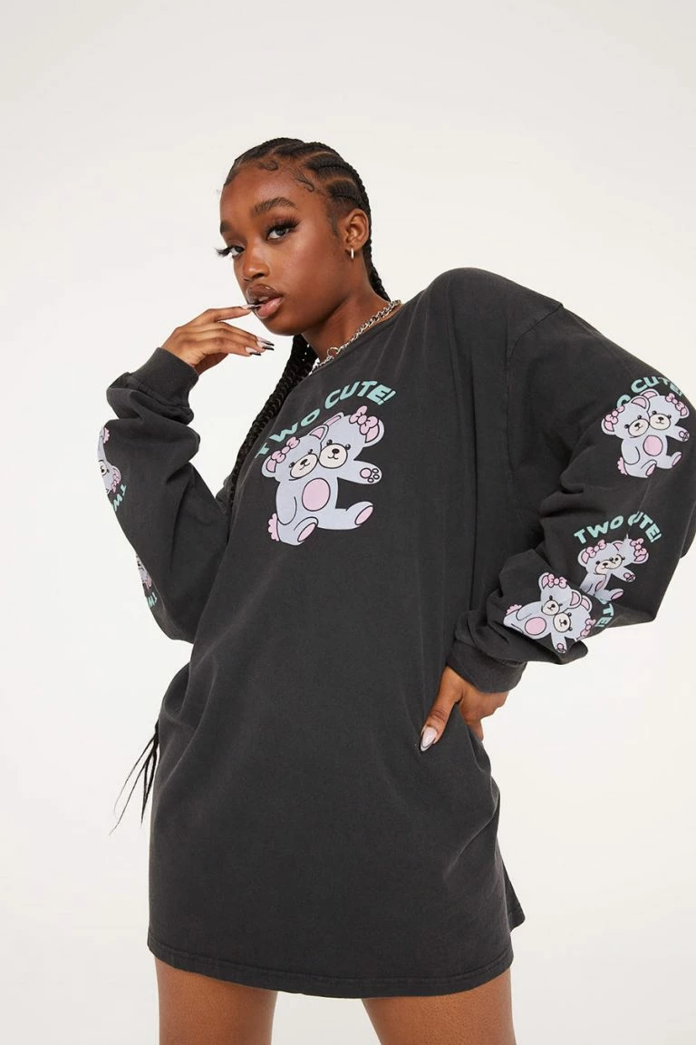 New Girl Order New Girl Order TWO CUTE BEARS LONG SLEEVE TEE