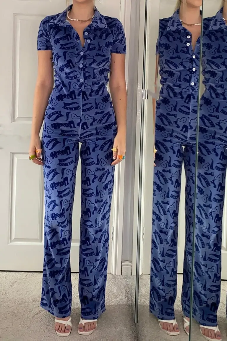 new girl order New Girl Order VELOUR BOILERSUIT BLUE Tops