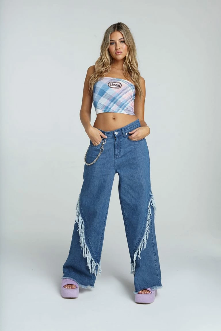 New Girl Order New Girl Order VELOUR CHECK TUBE TOP NEW IN