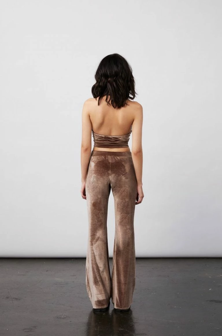 New Girl Order New Girl Order VELVET HALTER NECK TOP – MOCHA