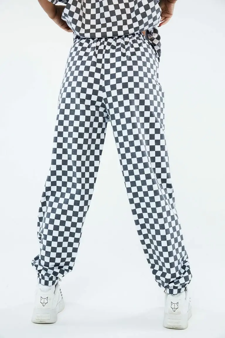New Girl Order New Girl Order WHITE CHECKERBOARD TROUSERS