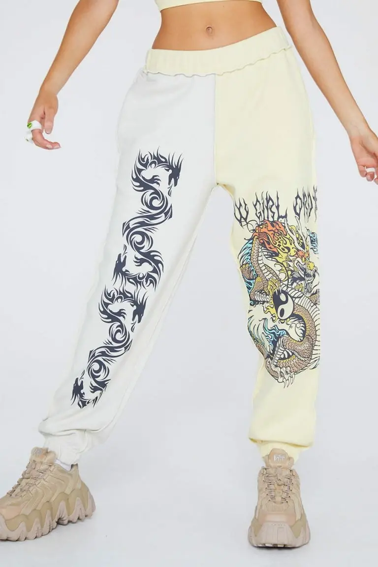 New Girl Order New Girl Order Yin Yang Dragon Panel Joggers