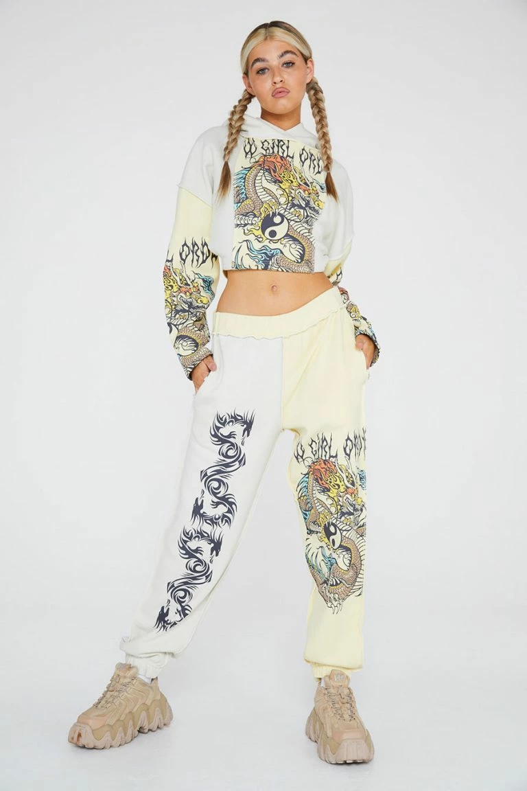 New Girl Order New Girl Order Yin Yang Dragon Panel Joggers