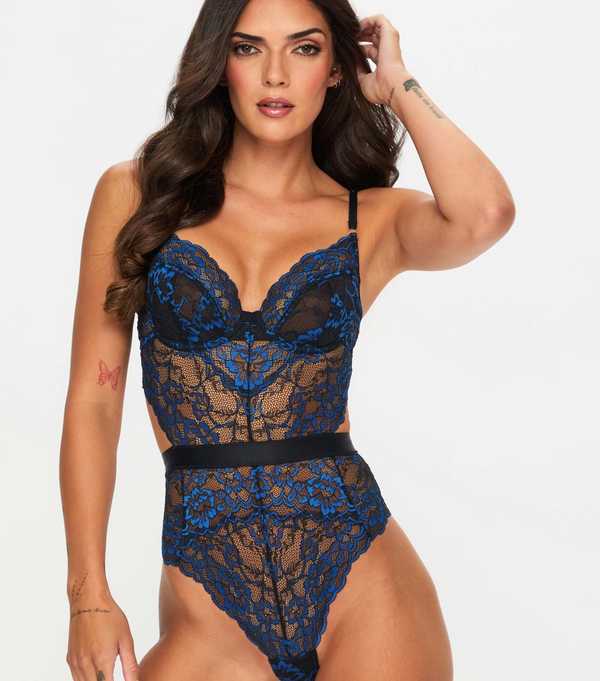 new look Ann Summers Black and Blue Hold Me Tight Bodysuit