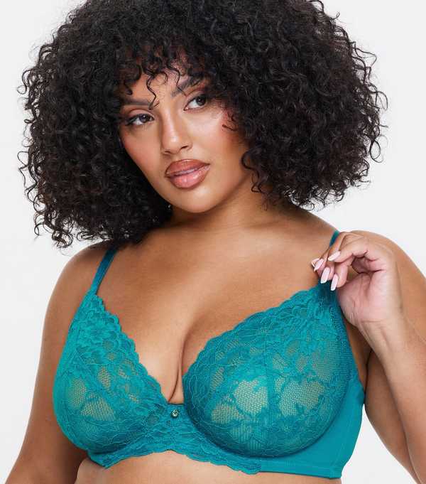 new look Ann Summers Dark Blue Lace Fuller Bust Non Padded Plunge Bra