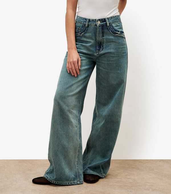 New Look Apricot Blue Distressed Wide Leg Boyfriend Jeans