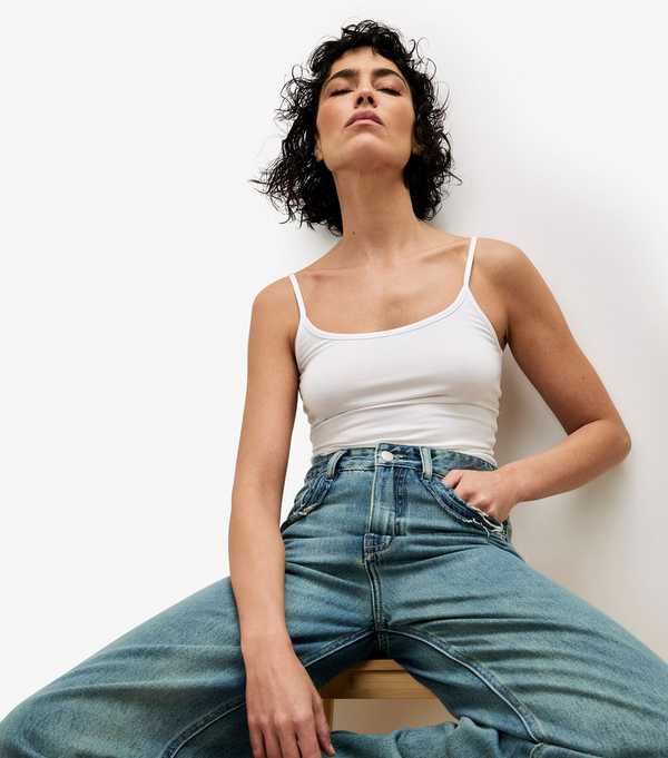 New Look Apricot Blue Distressed Wide Leg Boyfriend Jeans