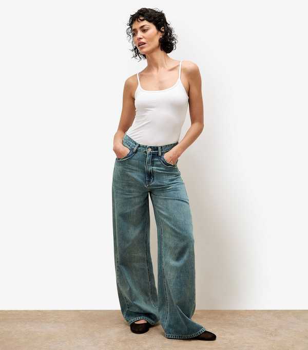 new look Apricot Blue Distressed Wide Leg Boyfriend Jeans