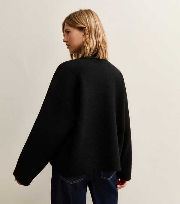 New Look Black Double Breasted Button Front Cardigan