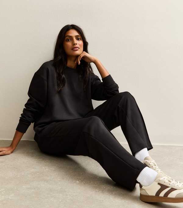 new look Black Elasticated Waist Premium Wide Leg Joggers