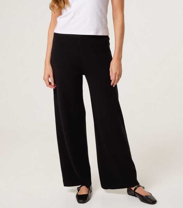 New Look Blue Vanilla Black Knitted Wide Leg Trousers