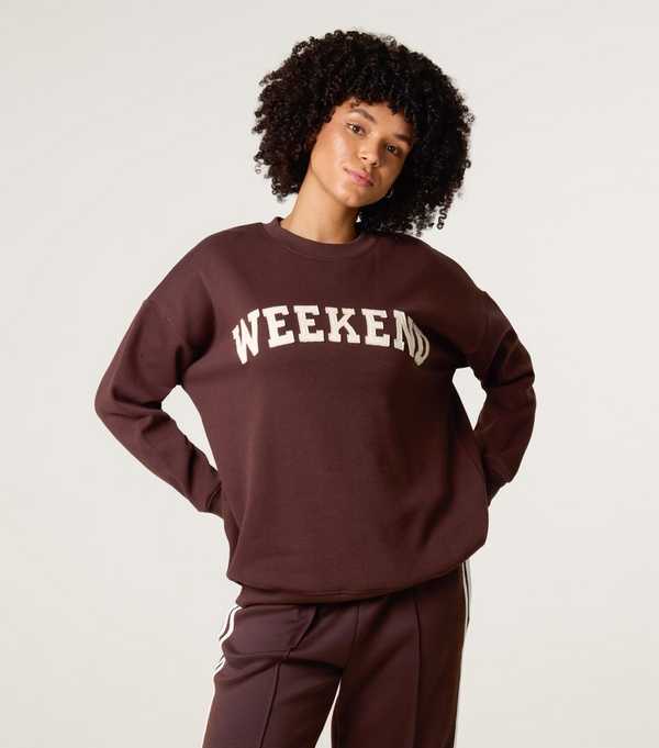 New Look Blue Vanilla Dark Brown Weekend Sweatshirt