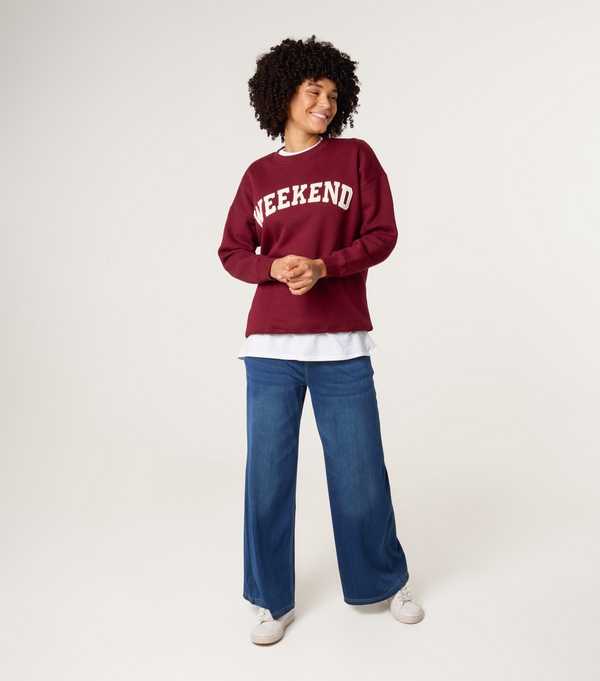 New Look Blue Vanilla Dark Burgundy Weekend Sweatshirt