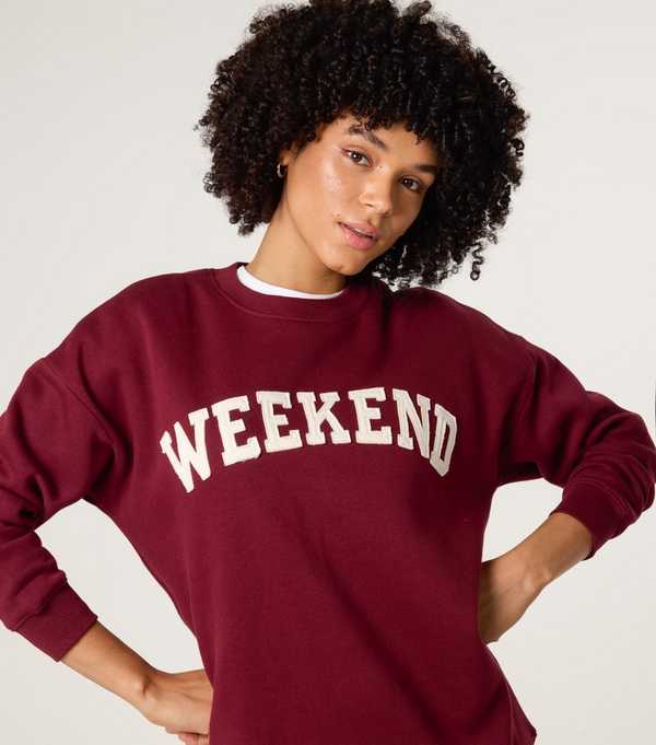 New Look Blue Vanilla Dark Burgundy Weekend Sweatshirt