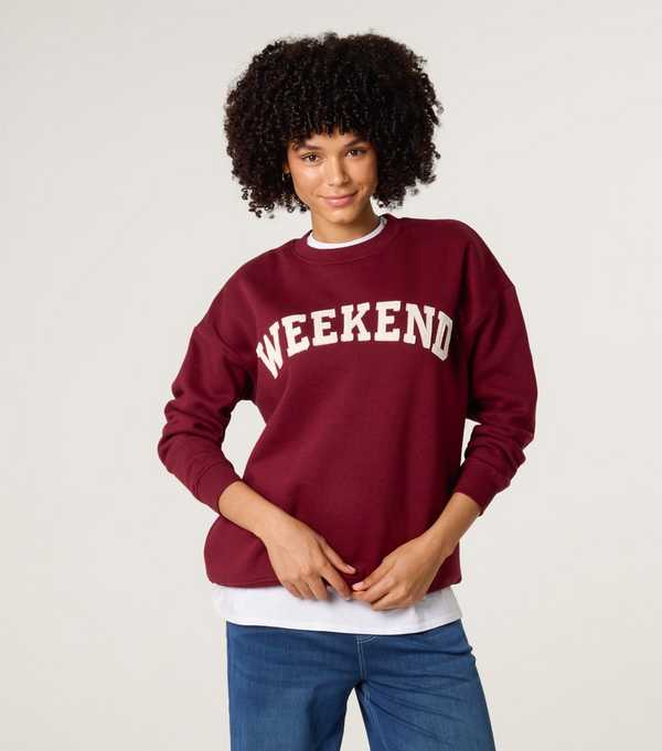 new look Blue Vanilla Dark Burgundy Weekend Sweatshirt