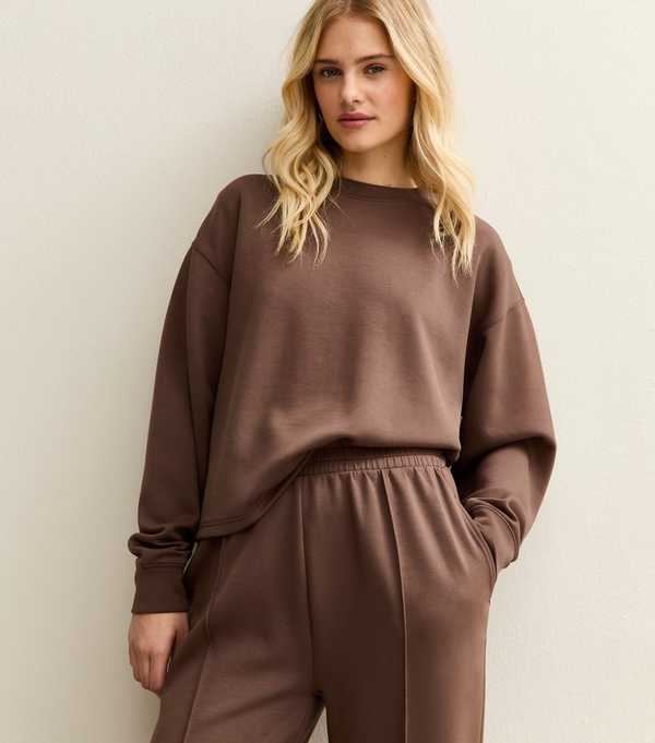 New Look Brown Premium Oversized Crew Neck Sweatshirt