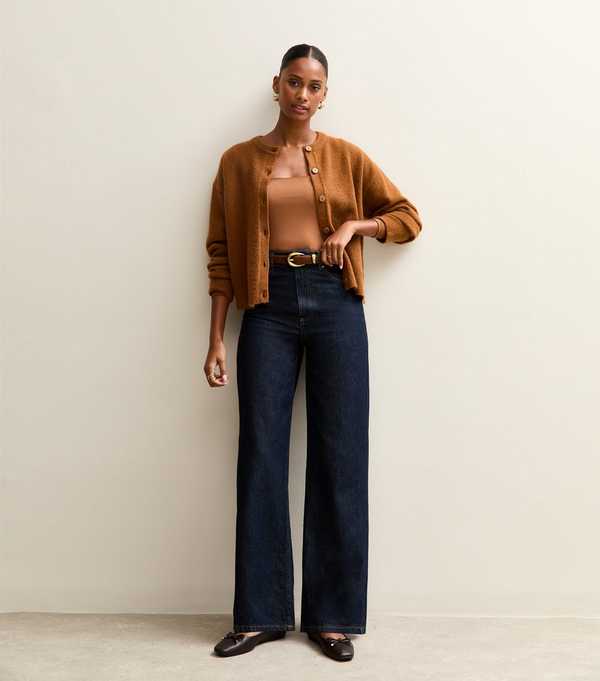 New Look Brown Slinky Jersey Square Neck Long Sleeve Bodysuit