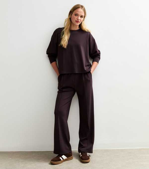 New Look Burgundy Premium Oversized Crew Neck Sweatshirt