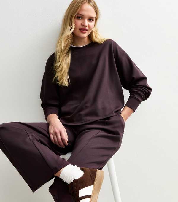 new look Burgundy Premium Oversized Crew Neck Sweatshirt