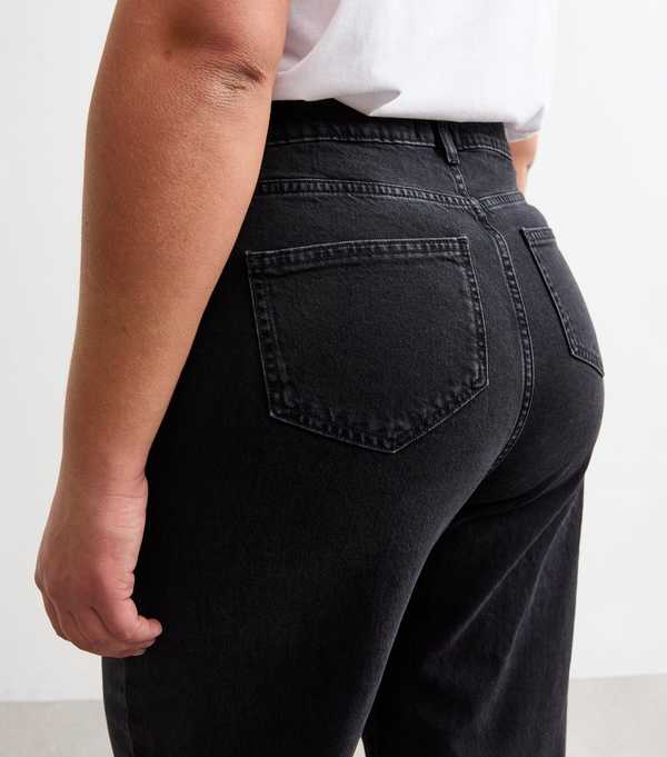 New Look Curves Black High Waist Adalae Wide Leg Jeans