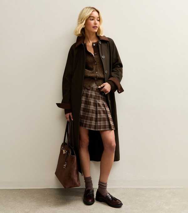New Look Dark Brown Double Pocket Textured Knit Cardigan