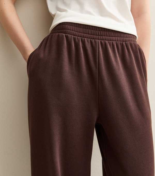 New Look Dark Brown Elasticated Waist Wide Leg Joggers